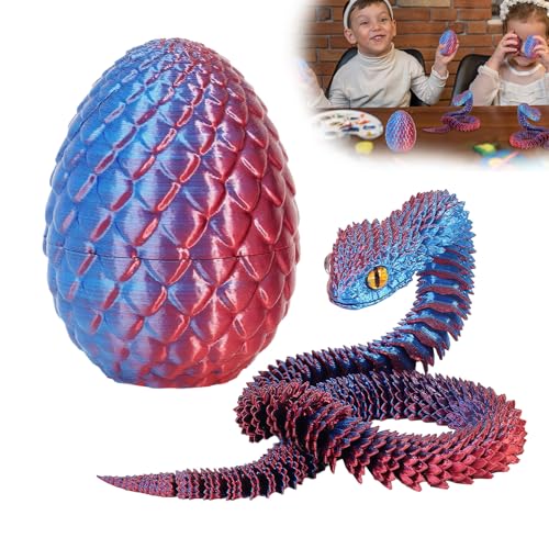 Applysu 3D Gedrucktes Schlangenei 3D Gedrucktes Bewegliches Flexibles Schlangenei, Mini Zappeltiere, Spielzeug, Schlangenstatue, Wohndekoration FüR Schreibtisch, Regal von Applysu