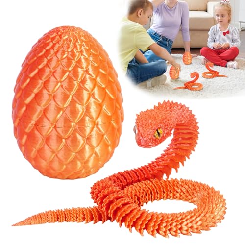 Applysu 3D Gedrucktes Schlangenei 3D Gedrucktes Bewegliches Flexibles Schlangenei, Mini Zappeltiere, Spielzeug, Schlangenstatue, Wohndekoration FüR Schreibtisch, Regal von Applysu