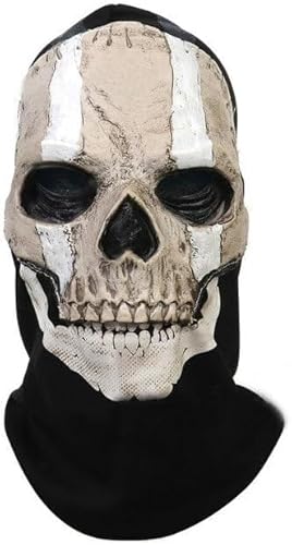 Applysu Call of Duty Geistermaske Totenkopf Sturmhaube GOD Geistermaske MW2 Ski Skelett Vollkopfmaske Halloween Grusel Horror Cosplay Kopfbedeckung Kostüm für Maskerade von Applysu