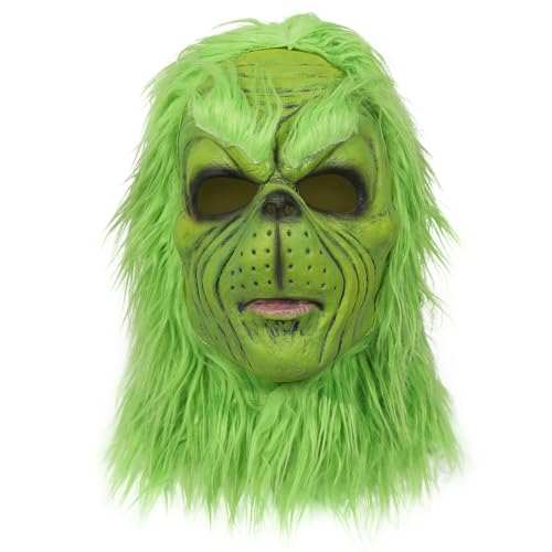 Applysu Grinch Maske Erwachsene Grinch Kostüm Maske Halloween Xmas Green Monster Cosplay Party Requisiten Weihnachtsdekoration Maske von Applysu