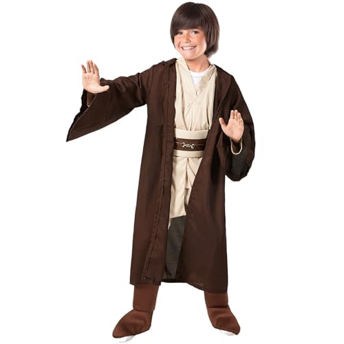 Applysu Jedi Kostüm für Kinder, Jedi-Film, Cosplay, mittelalterliches Outfit, Halloween, Tunika, Uniform mit Kapuze, komplettes Set von Applysu