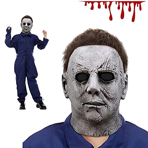 Applysu Kids Mike Myers Mask Halloween Cosplay Horror Killer Costume Headwear Michael Myers Costume Mask for Boys Girls (Grey Mike) von Applysu