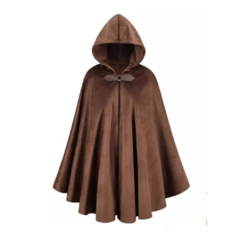 Applysu Renaissance Kapuzenumhang Mittelalterliches Kostüm mit Kapuze Hobbit Kapuzenumhang Kostüm Halloween Zaubererkostüm Mittelalterliches Wikinger Cosplay Kostüm von Applysu