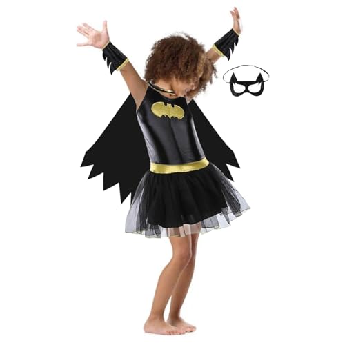 Applysu Batgirl Costume Girl Superhero Costume Kinder Fancy Kleid KostüM Dunkel Ritter KostüM Outfit von Applysu