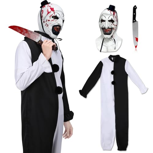 Applysu Terrifier Kostüm für Erwachsene Art The Clown Kostüm Halloween Nacht Killer gruseliger Terrifier Overall für Cosplay Party von Applysu