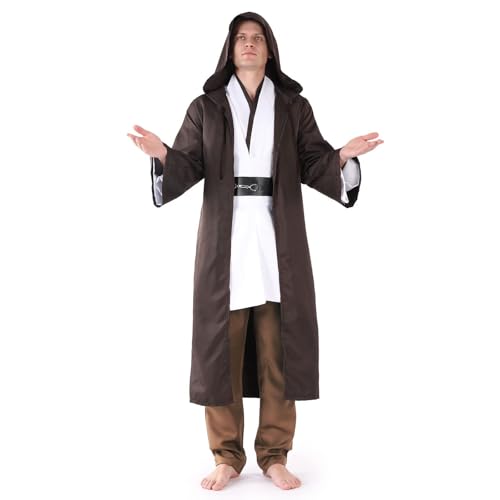 Jedi Kostüm Erwachsene Kinder Jedi Film Cosplay Mittelalter Outfit Halloween Tunika Kapuze Uniform Full Set von Applysu