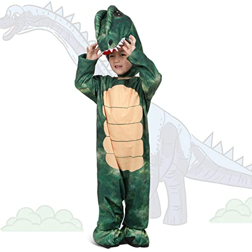 Jungen Dinosaurier Kostüm für Kinder, Jungen Mädchen Cosplay Kostüme Halloween Weihnachten, Kinder Dinosaurier Kostüm Overall Schwanz Flügel Outfits für Kinder 3t 4-12 (rot, mittel) von Applysu