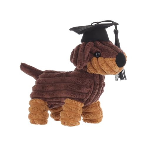 Apricot Lamb Abschluss Henry Dachshund Plüschtiere für Kinder, weiche niedliche Kuscheltier für Baby Mädchen und Jungen, Flauschige Abschluss Henry Dachshund Hund Braun 17 cm von Apricot Lamb