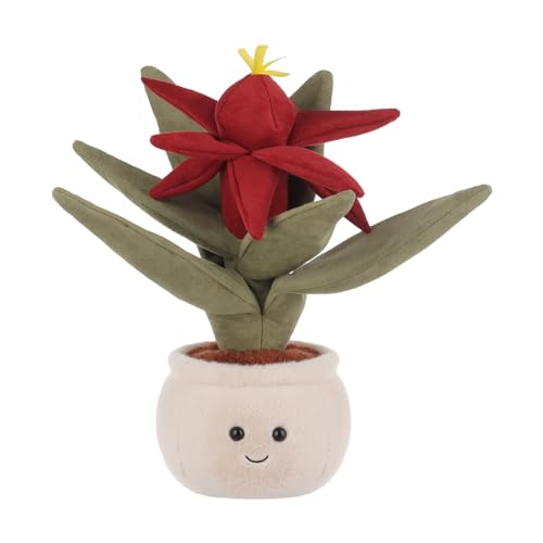 Apricot Lamb Blume Pflanze Rote Vriesea Bromelienpflanze Plüschtiere für Kinder, weiche niedliche Kuscheltier für Baby Mädchen und Jungen, Flauschige Blume Pflanze mit chinesischem Glück Grün 31 cm von Apricot Lamb