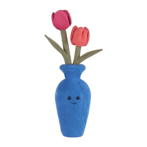 Apricot Lamb Blume Tulpen Vase Pflanze Blume Plüschtiere für Kinder, weiche niedliche Kuscheltier für Baby Mädchen und Jungen, Flauschige Blume Tulpen Vase Blau Rosa 38 cm von Apricot Lamb