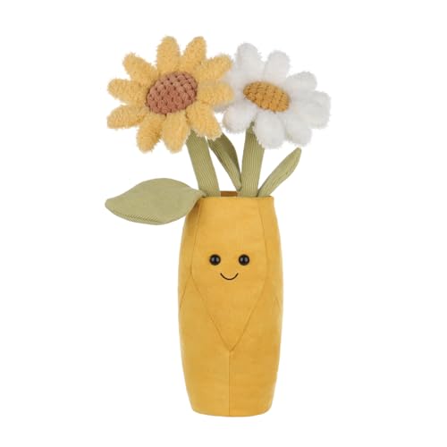 Apricot Lamb Daisy Vase Blume Plüschtiere für Kinder, weiche niedliche Kuscheltier für Baby Mädchen und Jungen, Flauschige Daisy Vase Gelb 35 cm von Apricot Lamb