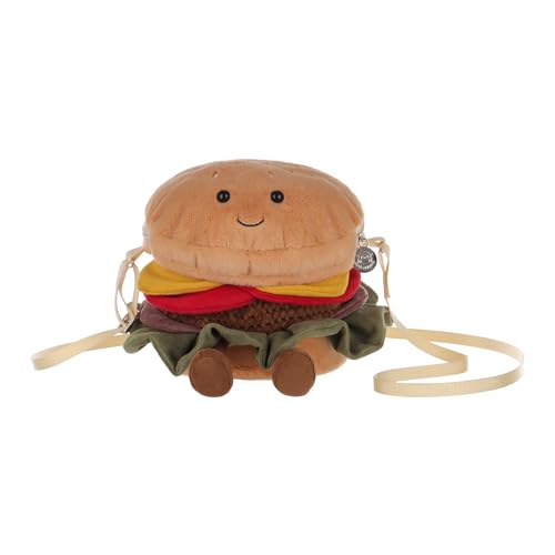 Apricot Lamb Köstlicher Hamburger Essen geformte Plüsch Tasche Plüsch Umhängetasche Geldbörse für Teenager Mädchen und Erwachsene, Plüschtier Umhängetasche in Tierform, Kinder Mode Handtaschen, 18 cm von Apricot Lamb