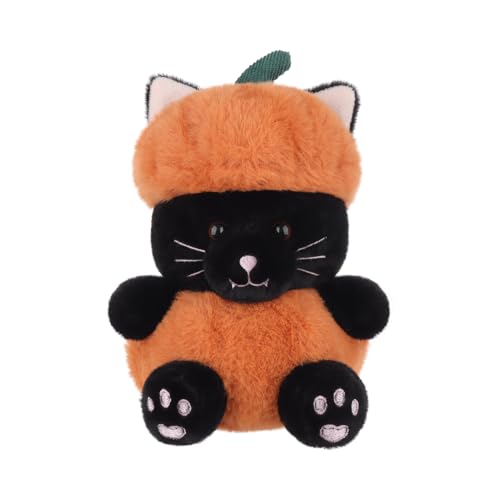 Apricot Lamb Kürbis Schwarze Katze Plüschtiere für Kinder, weiche niedliche Kuscheltier für Baby Mädchen und Jungen, Flauschige Kürbis Schwarze Katze Schwarz 18 cm von Apricot Lamb