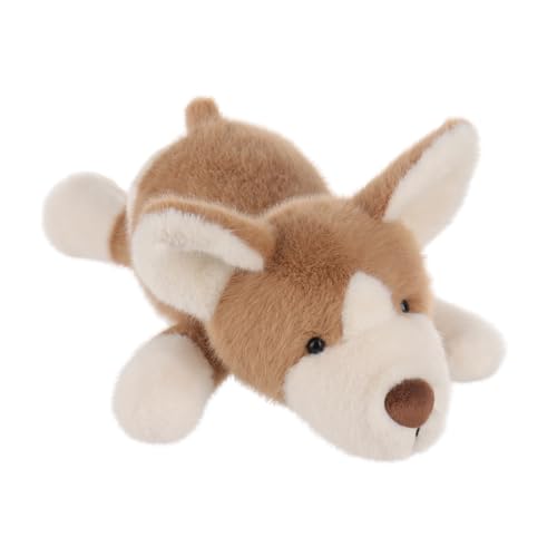 Apricot Lamb Lügnender Corgi Hund Plüschtiere für Kinder, weiche niedliche Kuscheltier für Baby Mädchen und Jungen, Flauschige Lügnender Corgi Hund Braun 33 cm von Apricot Lamb