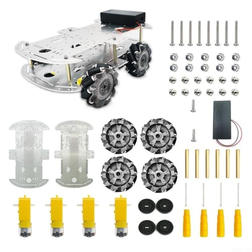 Für Mecanum Wheel 4WD Roboterauto-Kit für einfache Integration mit Elektronikprojekten und Motor von Aprilsunnyzone