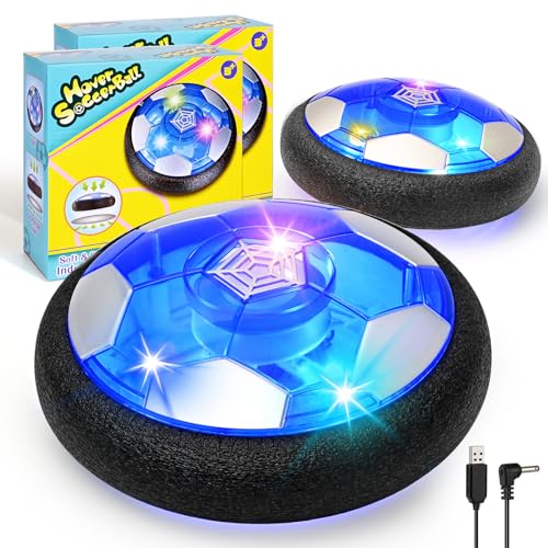 Apritsce Air Power Fußball, 2 Stück LED Hover Soccer Ball, Wiederaufladbar Indoor Fussball mit Anti-Aufprall Design, Kinderspielzeug, Geschenke ab 3 4 5 6 7 8 9 10 Jahre Jungen von Apritsce