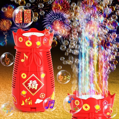 Apritsce Seifenblasenmaschine, Feuerwerk Automatische Blasenmacher, Seifenblasenpistole für Kinder mit Lichtern und Sound, Bubble Machine für Hochzeit Geburtstag Party, 100ml von Apritsce