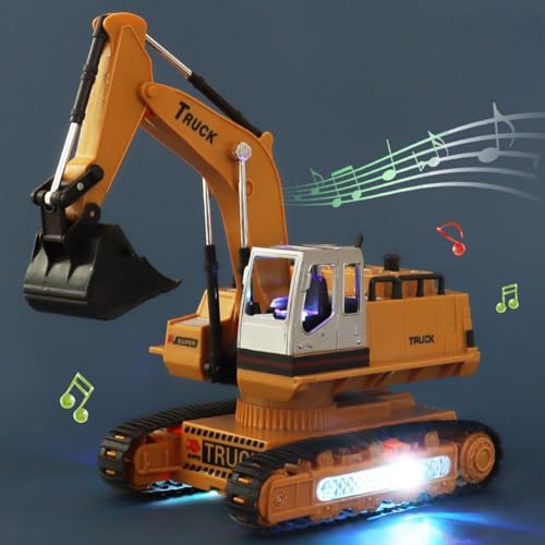 AptoFun 8 Kanal RC Bagger (35x12,5x24cm) mit Licht und Musik, 2,4 GHz Ferngesteuerter große Bagger als Geschenk für Kinder (Bagger) von AptoFun