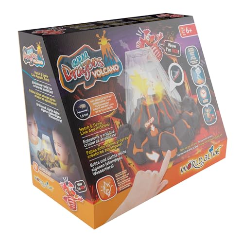 Aqua Dragon Volcanic Tank, rote LED-Lichtbasis, STEM-Lernspielzeug-Set, Eier für Wassertiere ausbrüten und wachsen Lassen, Futter, Löffel, Lupe, für Kinder ab 6 Jahren von Aqua Dragons