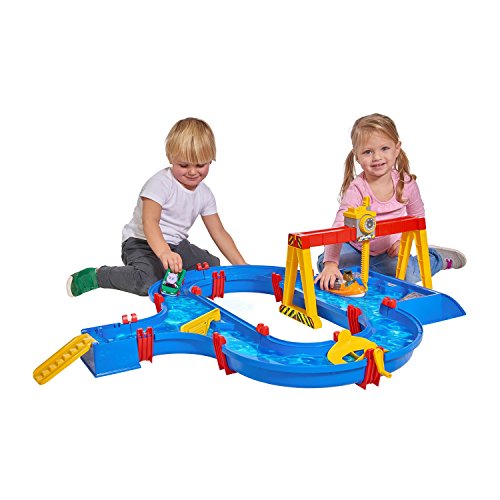 AquaPlay - ContainerPort - Wasserbahn mit beweglichem Kranarm, viele Spielfunktionen, Spieleset inklusive Containerboot, Amphie-Truck und Zwei Spielfiguren, für Kinder ab 3 Jahren von AquaPlay