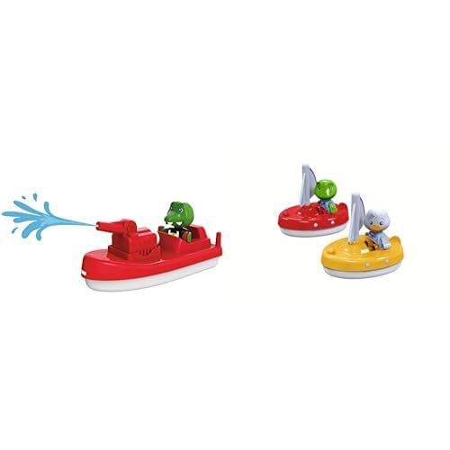 AquaPlay - FireBoat - Zubehör für Wasserbahnen oder für die Badewanne, ab 3 Jahren & 2 Segelboote + 2 Figuren - von AquaPlay