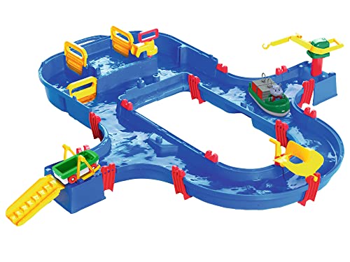 AquaPlay - Superset - Wasserbahn mit vielen Spielfunktionen bestehend aus 41 Teilen, Spieleset inklusive 1 Hippo Wilma, Amphibienauto und Transportboot mit 2 Containern für Kinder ab 3 Jahren von AquaPlay