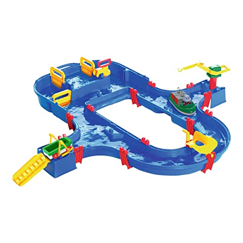 AquaPlay - Superset - Wasserbahn mit vielen Spielfunktionen bestehend aus 41 Teilen, Spieleset inklusive 1 Hippo Wilma, Amphibienauto und Transportboot mit 2 Containern für Kinder ab 3 Jahren von AquaPlay