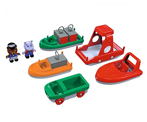 AquaPlay - BoatSet - Zubehör für AquaPlay Wasserbahnen oder für die Badewanne, 4 Booten, 1 Amphi-Lorry und BO und Wilma, für Kinder ab 3 Jahren 8700000272 Bunt von AquaPlay