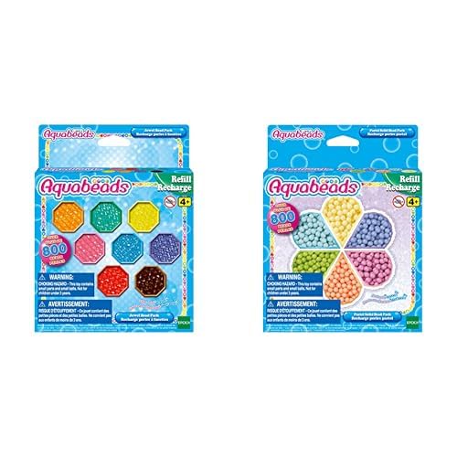 Aquabeads 31520 Glitzerperlen - Nachfüllset Nachfüllpack & 31505 Pastell Perlen - Nachfüllset Nachfüllpack von Aquabeads