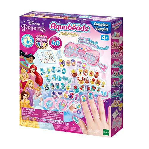 Aquabeads 35006 Disney Prinzessinnen Nagelstudio - Nageldesign, Bastelset für Kinder ab 4 Jahren, ohne Bügeln oder Kleben von Aquabeads