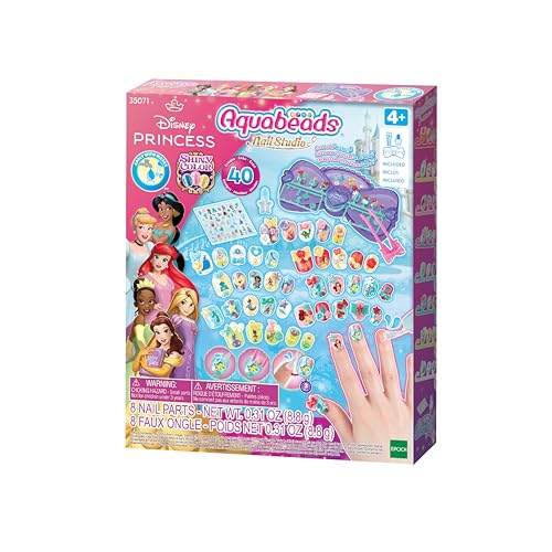 Aquabeads Disney Prinzessinnen Nagelstudio, 35071, Wasserperlen, Fingernägelset, Bastelset für Kinder ab 4 Jahren, ohne Bügeln oder Kleben von Aquabeads