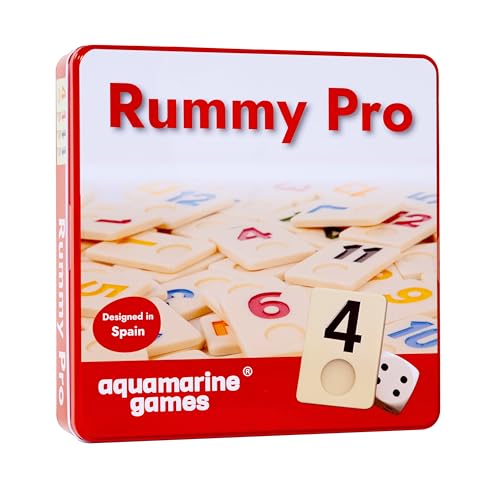 Aquamarine Games Rummy Pro, klassisches Brettspiel mit Harz-Chips, enthält 4 Notenständer und Tasche von Aquamarine Games