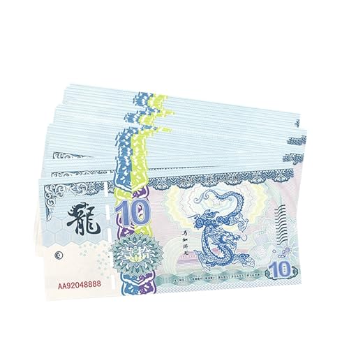 Aqxyvfr nrhnrhh 10/100 Stück Neue chinesische Drachen-Banknote mit Seriennummer und UV-Fälschungsschutz, Papiergeldsammlung, (10-100pcs) von Aqxyvfr