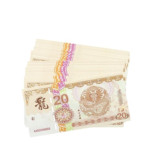 Aqxyvfr nrhnrhh 10/100 Stück Neue chinesische Drachen-Banknote mit Seriennummer und UV-Fälschungsschutz, Papiergeldsammlung, (20-100pcs) von Aqxyvfr