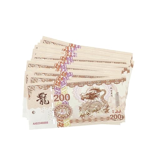 Aqxyvfr nrhnrhh 10/100 Stück Neue chinesische Drachen-Banknote mit Seriennummer und UV-Fälschungsschutz, Papiergeldsammlung, (200-100pcs) von Aqxyvfr