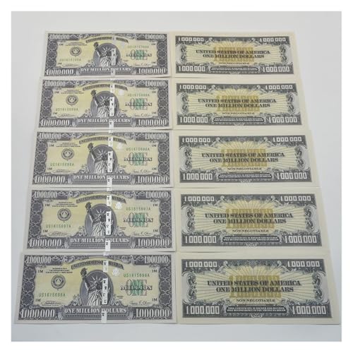 Aqxyvfr nrhnrhh 10 STÜCK / 100 STÜCK Amerikanisches Eine-Million-Dollar-Papiergeld Freiheitsstatue UV-fälschungssichere Seriennummer Banknotensammlung(10 PCS) von Aqxyvfr