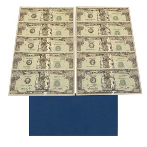 Aqxyvfr nrhnrhh 10 Stück US-Banknoten im Wert von Einer Million Dollar und Umschläge, gefälschte Serienbanknoten aus Papiergeld mit fluoreszierendem Effekt(Style 03) von Aqxyvfr