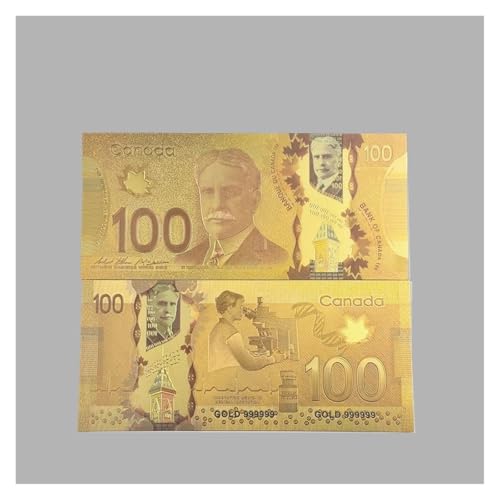 Aqxyvfr nrhnrhh 10 Teile/los for Kanada Banknoten 1-100 Dollar Bills Banknote in 24K Gold Gold Folie Papier Geld for Geschenke(100) von Aqxyvfr