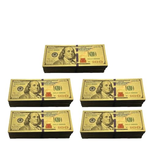 Aqxyvfr nrhnrhh 100pcs 24k Gold Foil Banknote 100 Dollars Golden USD Paper Money Banknotes Crafts for Collection(500pcs) von Aqxyvfr