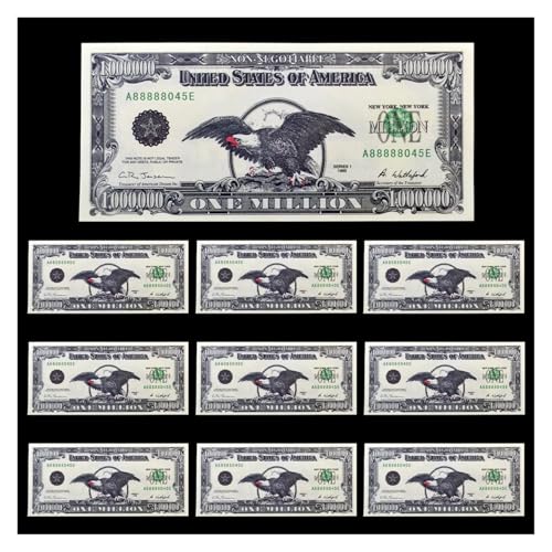 Aqxyvfr nrhnrhh 1995 Jahre Eine Million Dollar American Eagle Papiergeld 10PCS Seriennummer mit Fluoreszenz Banknoten Nicht-Währung von Aqxyvfr