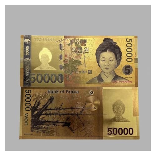 Aqxyvfr nrhnrhh 4 Stück koreanische Goldbanknote, 1.000-50.000 KRW, Banknote in 24 Karat Gold for Sammeln von Aqxyvfr