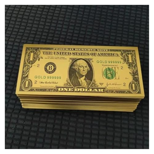 Aqxyvfr nrhnrhh 5/100 Stück US-Dollar 24 Karat Goldbanknoten 100-Dollar-Scheine Goldene USD-Plastikgeldbanknoten Basteln for Sammlung Heimdekoration(1 Dollars,10 pcs) von Aqxyvfr