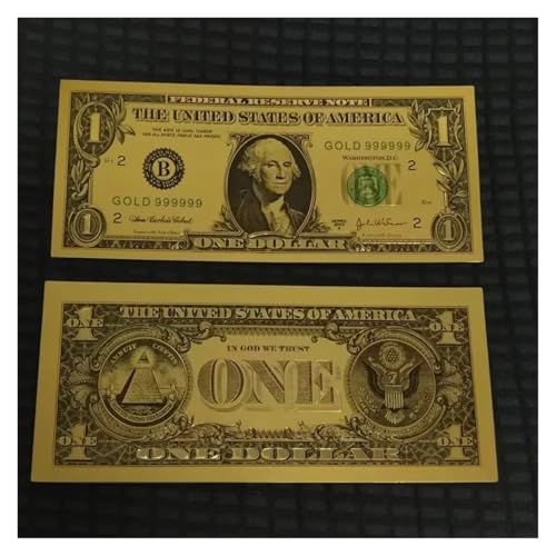 Aqxyvfr nrhnrhh 5~100 Stück US-Dollar, 100-Dollar-Scheine, gefälschte Dollar, Goldbanknoten, goldene USD-Falschgeld-Bastelarbeiten for die Sammlung, Heimdekoration(1 Dollars,10 pcs) von Aqxyvfr