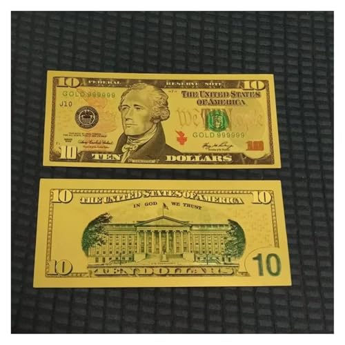 Aqxyvfr nrhnrhh 5~100 Stück US-Dollar, 100-Dollar-Scheine, gefälschte Dollar, Goldbanknoten, goldene USD-Falschgeld-Bastelarbeiten for die Sammlung, Heimdekoration(10 Dollars,10 pcs) von Aqxyvfr