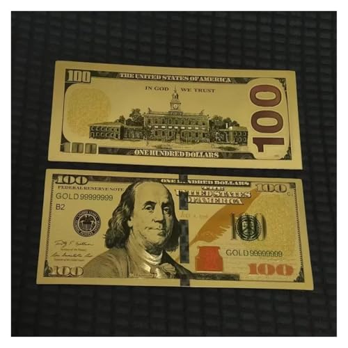 Aqxyvfr nrhnrhh 5~100 Stück US-Dollar, 100-Dollar-Scheine, gefälschte Dollar, Goldbanknoten, goldene USD-Falschgeld-Bastelarbeiten for die Sammlung, Heimdekoration(100 Dollars,10 pcs) von Aqxyvfr