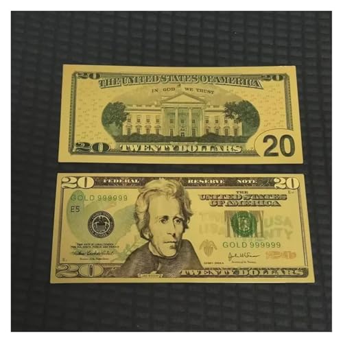 Aqxyvfr nrhnrhh 5~100 Stück US-Dollar, 100-Dollar-Scheine, gefälschte Dollar, Goldbanknoten, goldene USD-Falschgeld-Bastelarbeiten for die Sammlung, Heimdekoration(20 Dollars,10 pcs) von Aqxyvfr