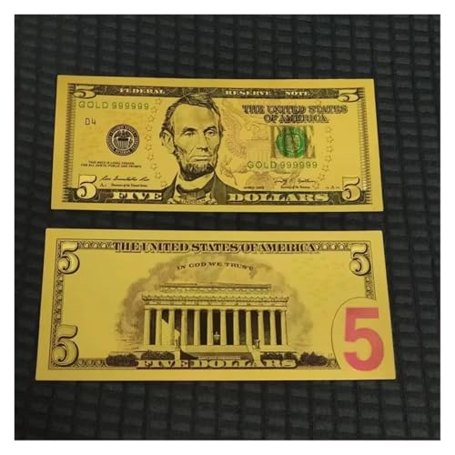 Aqxyvfr nrhnrhh 5~100 Stück US-Dollar, 100-Dollar-Scheine, gefälschte Dollar, Goldbanknoten, goldene USD-Falschgeld-Bastelarbeiten for die Sammlung, Heimdekoration(5 Dollars,10 pcs) von Aqxyvfr