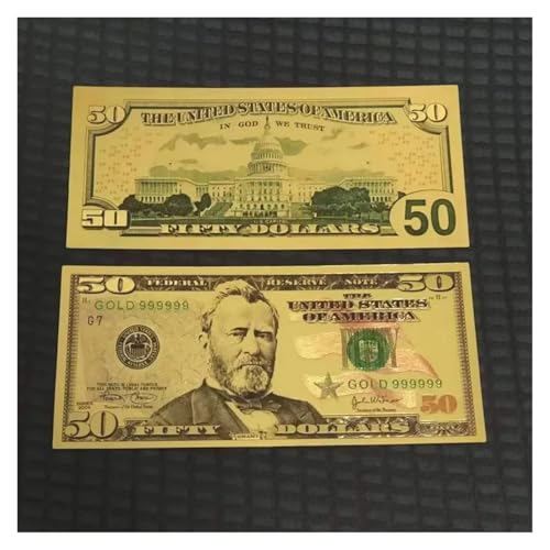 Aqxyvfr nrhnrhh 5~100 Stück US-Dollar, 100-Dollar-Scheine, gefälschte Dollar, Goldbanknoten, goldene USD-Falschgeld-Bastelarbeiten for die Sammlung, Heimdekoration(50 Dollars,10 pcs) von Aqxyvfr