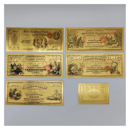 Aqxyvfr nrhnrhh 5pcs 1875 Year Gold Banknote Set Fake Monney US 1 5 50 100 1000$ Bills Look Real Prop Money Realistic Home Decor Gift(5pcs 1 Certificate) von Aqxyvfr