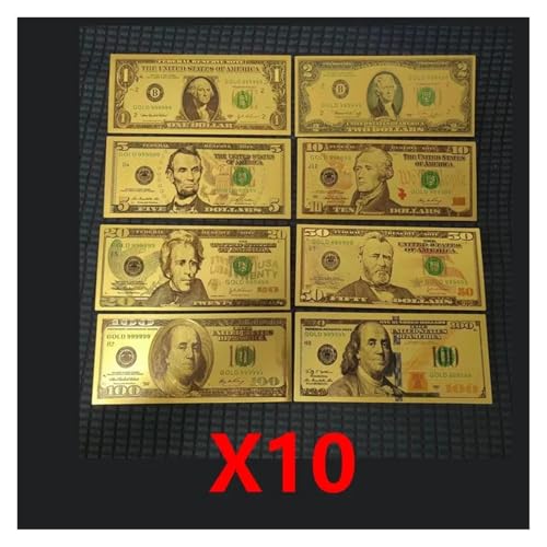 Aqxyvfr nrhnrhh 7/8/36 Stück 24 Karat vergoldete US-Dollar-Scheine, gefälschtes Papiergeld, Gold-Banknoten, Kunsthandwerk, Souvenir-Banknoten, Dollar(80pcs StyleA X10) von Aqxyvfr